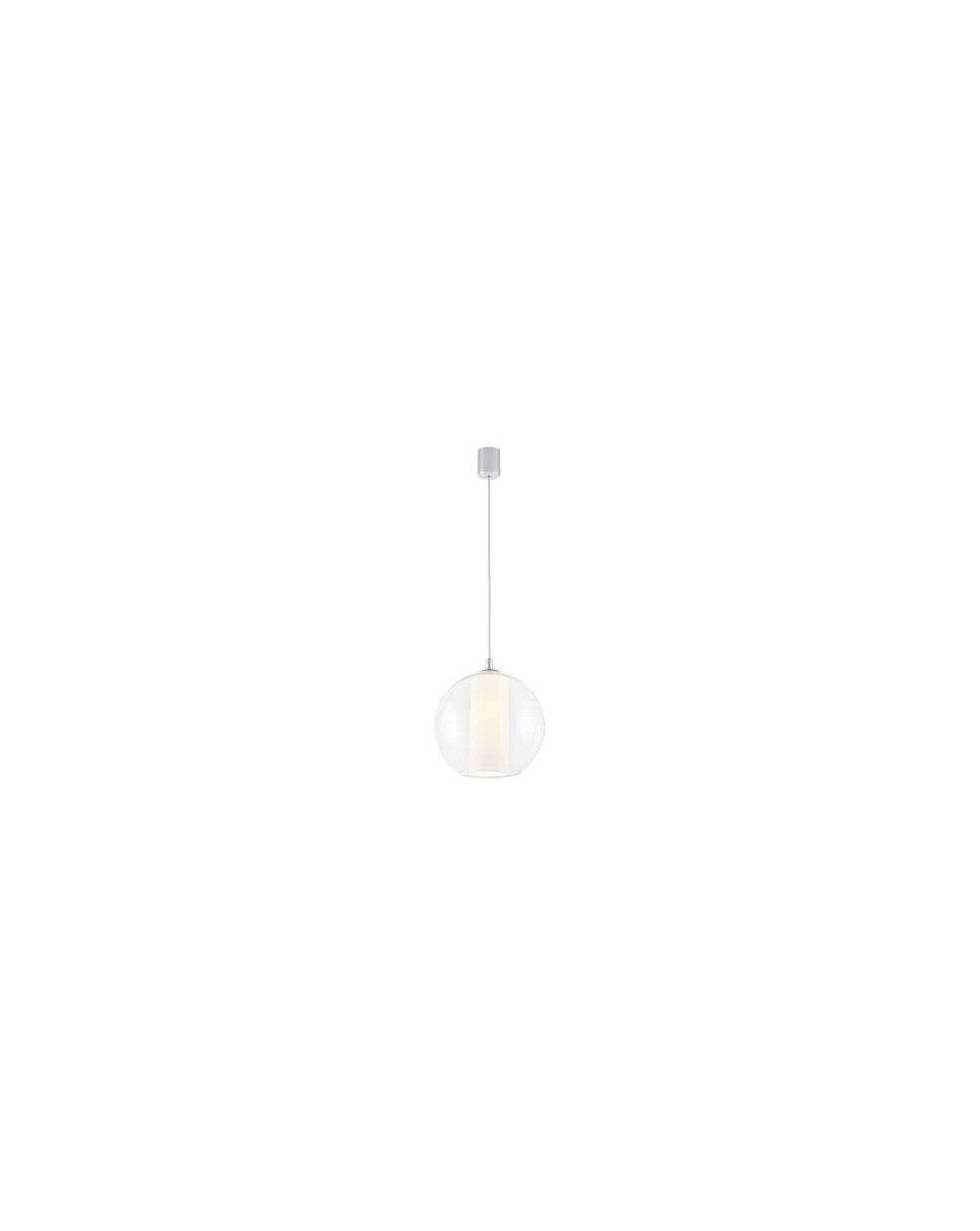 Merida M lampa wisząca szklana kula z białym abażurem w kształcie tuby - Kaspa