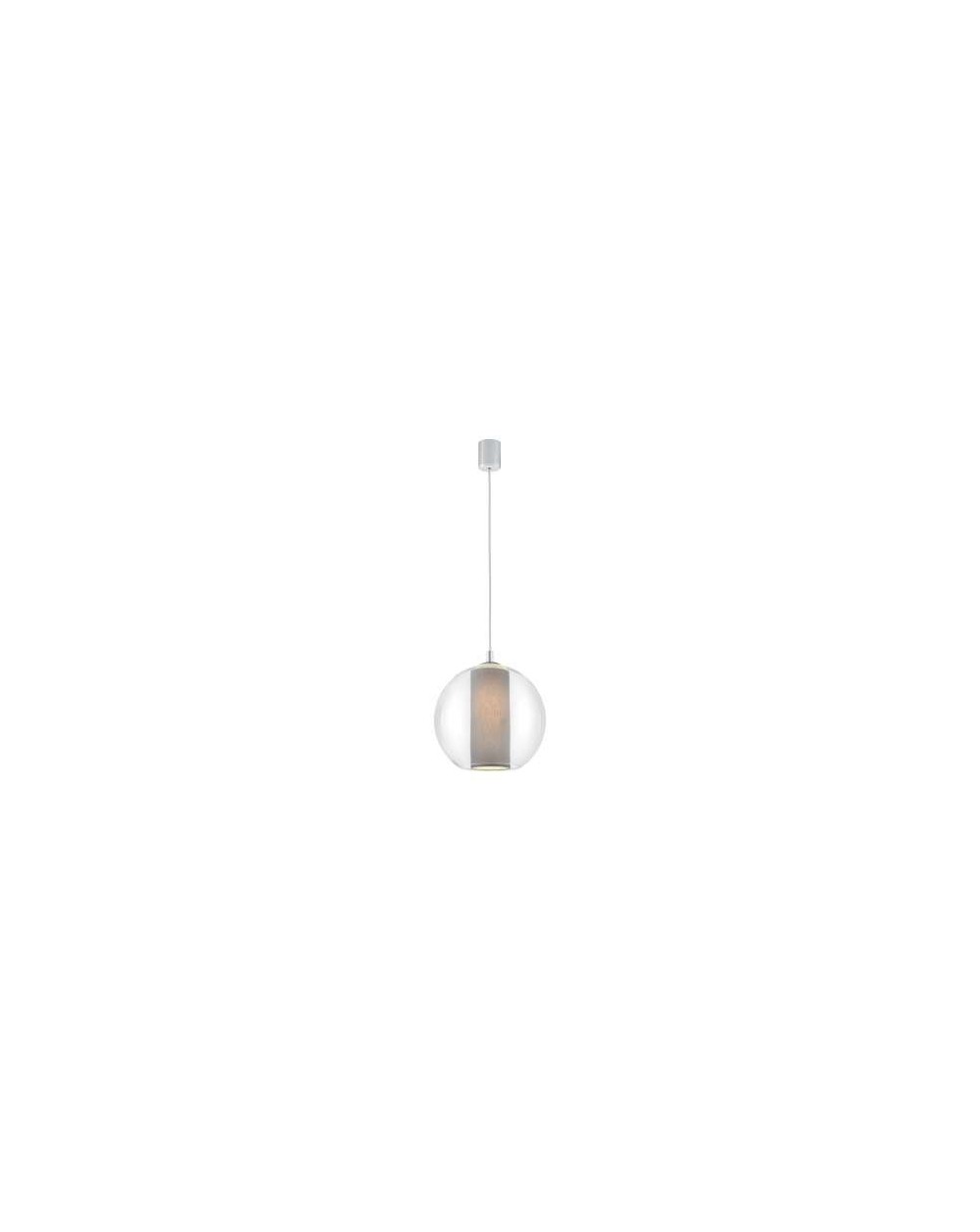 Merida M lampa wisząca szklana kula z szarym abażurem w kształcie tuby - Kaspa