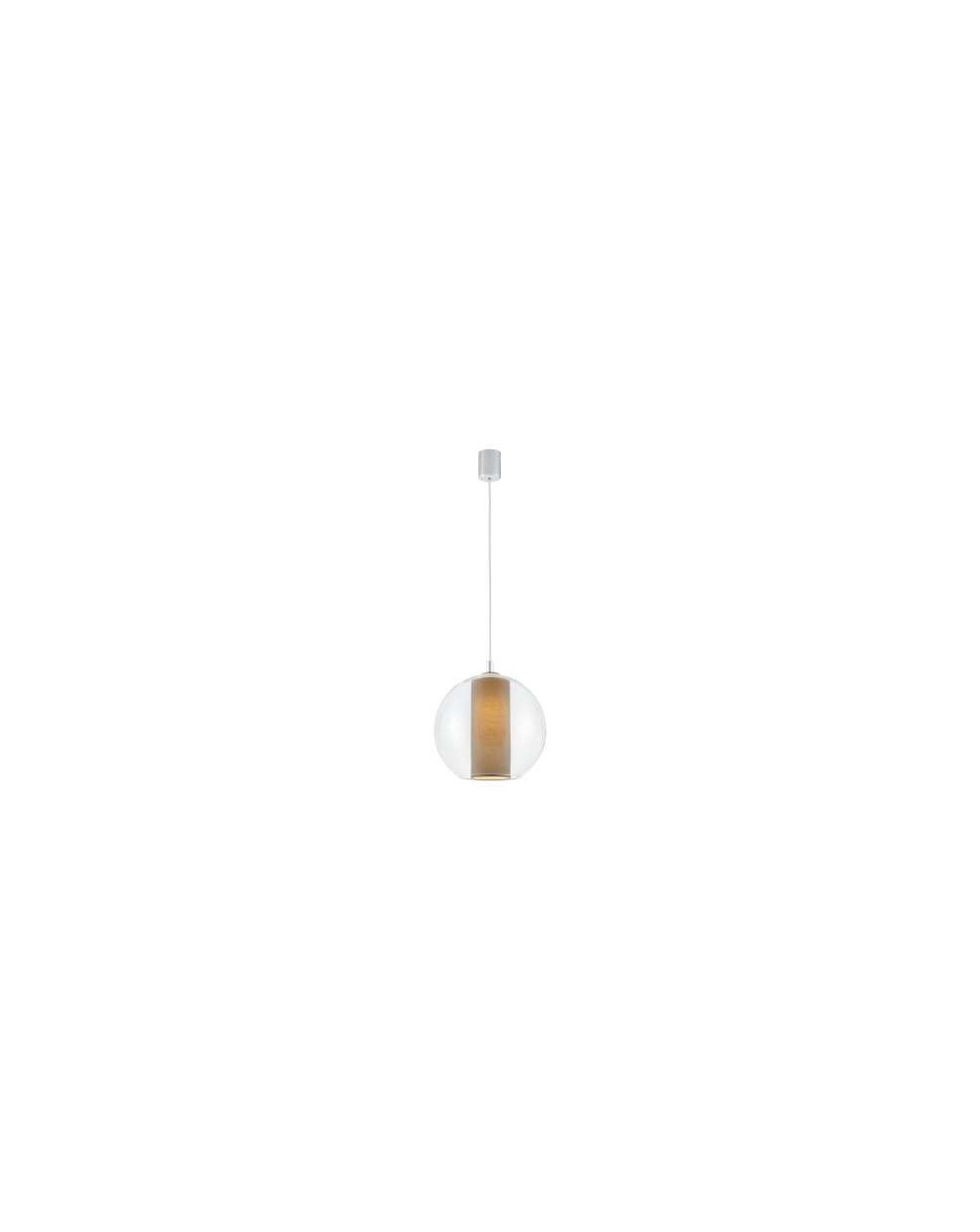 Merida M lampa wisząca szklana kula z beżowym abażurem w kształcie tuby - Kaspa