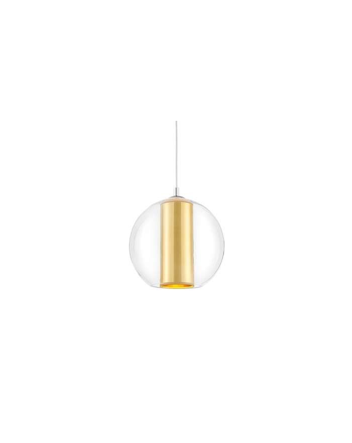 Merida M lampa wisząca szklana kula ze złotym abażurem w kształcie tuby - Kaspa