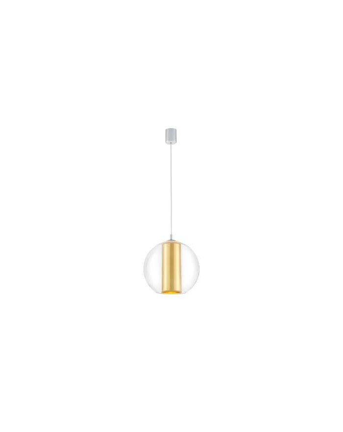 Merida M lampa wisząca szklana kula ze złotym abażurem w kształcie tuby - Kaspa