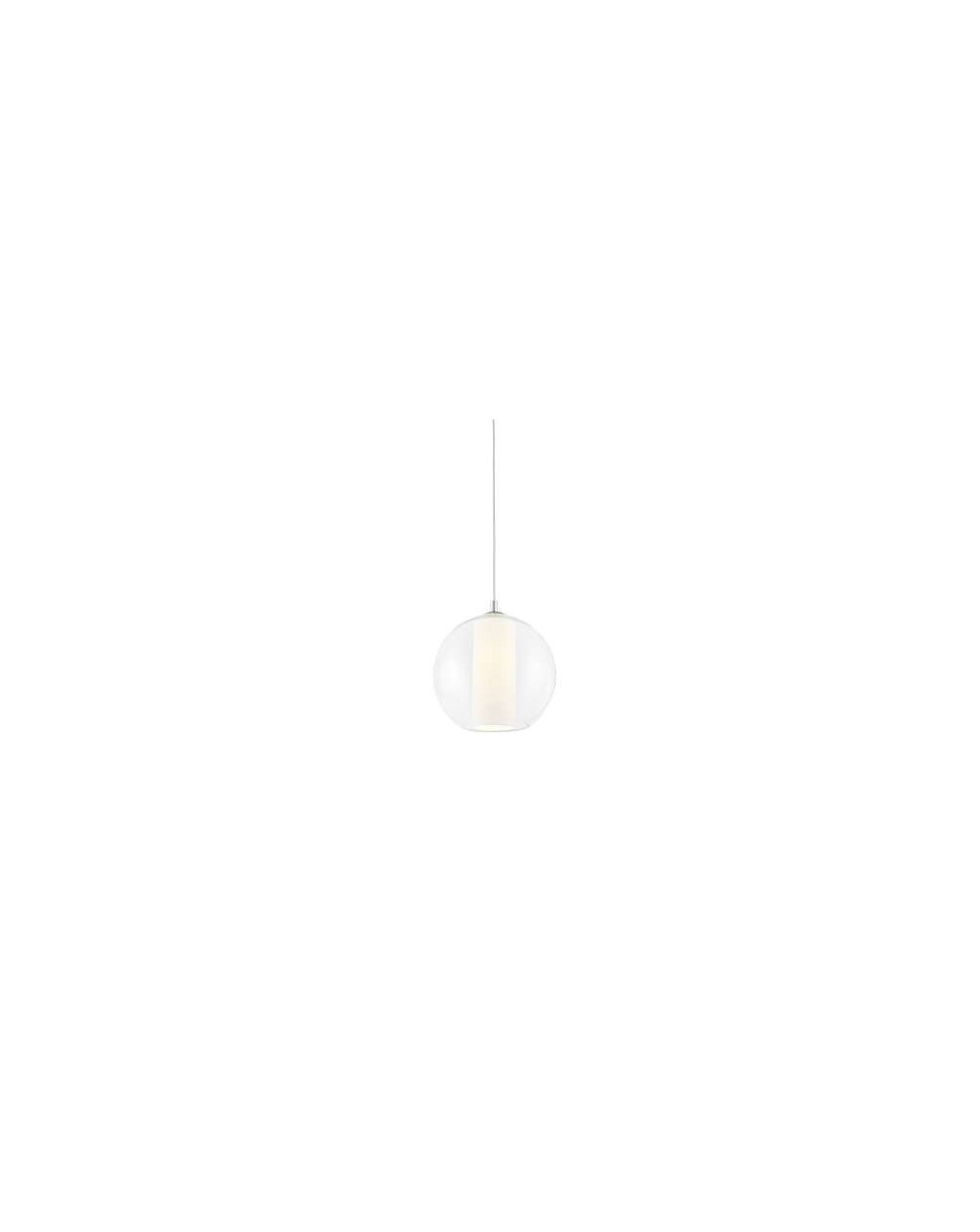 Merida S lampa wisząca szklana kula z białym abażurem w kształcie tuby - Kaspa