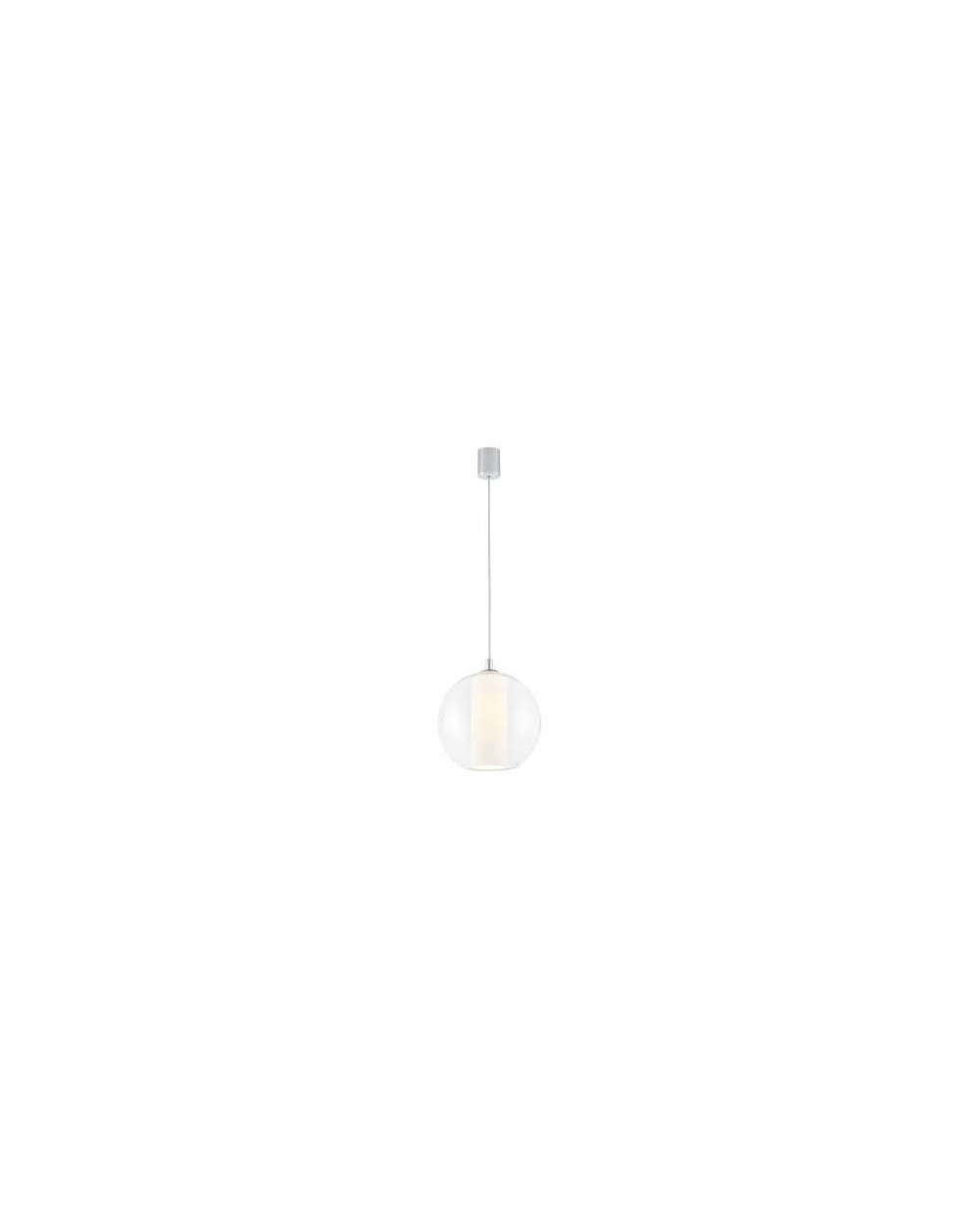 Merida S lampa wisząca szklana kula z białym abażurem w kształcie tuby - Kaspa