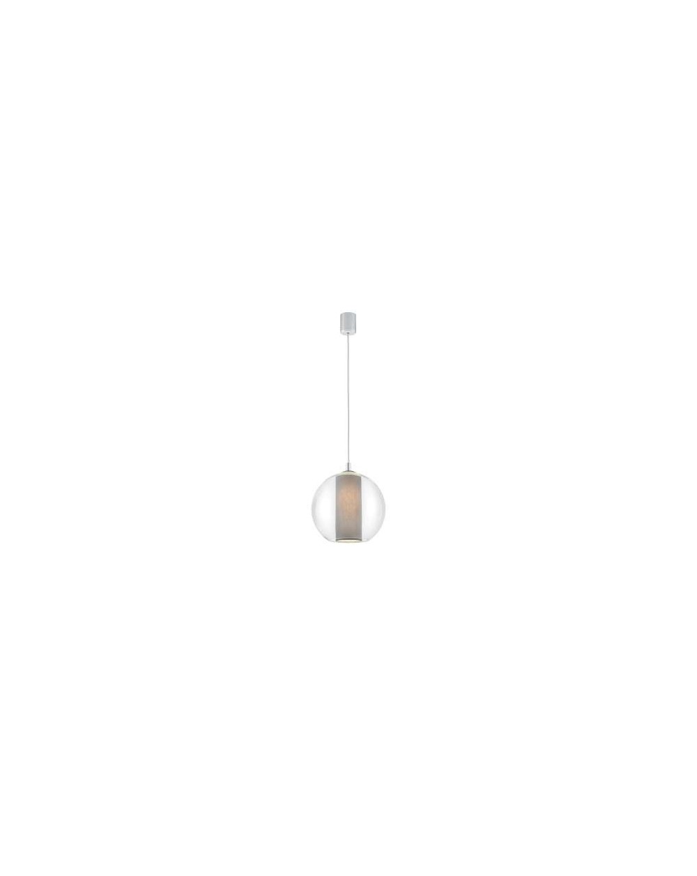 Merida S lampa wisząca szklana kula z szarym abażurem w kształcie tuby - Kaspa