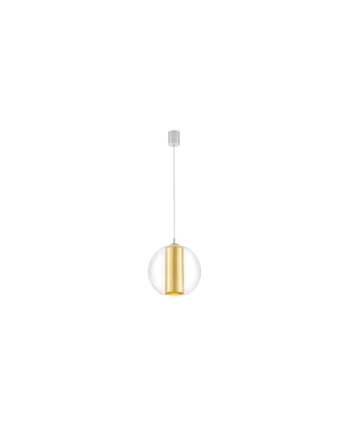 Merida S lampa wisząca szklana kula ze złotym abażurem w kształcie tuby - Kaspa