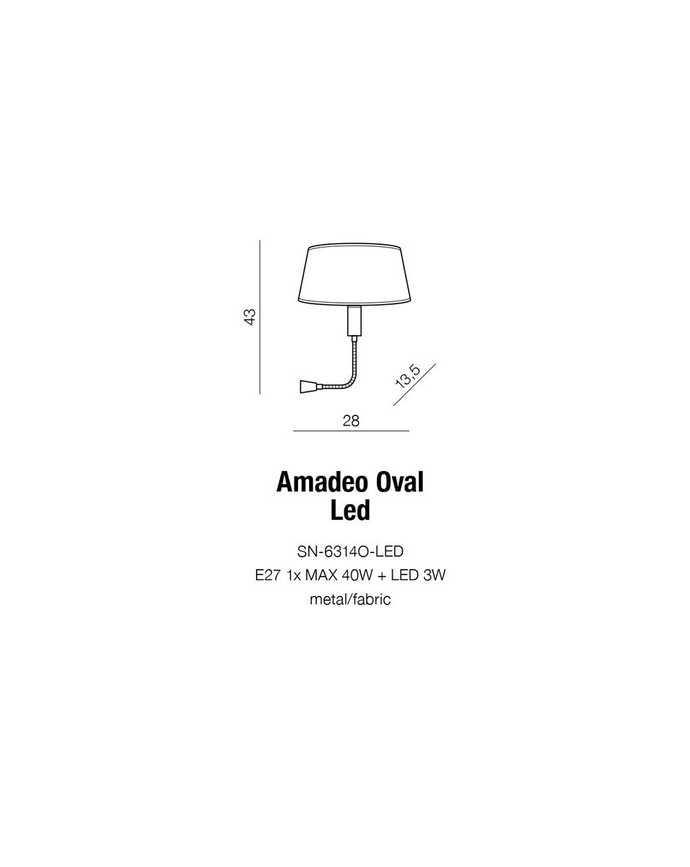 AMADEO OVAL WHITE + 3W LED