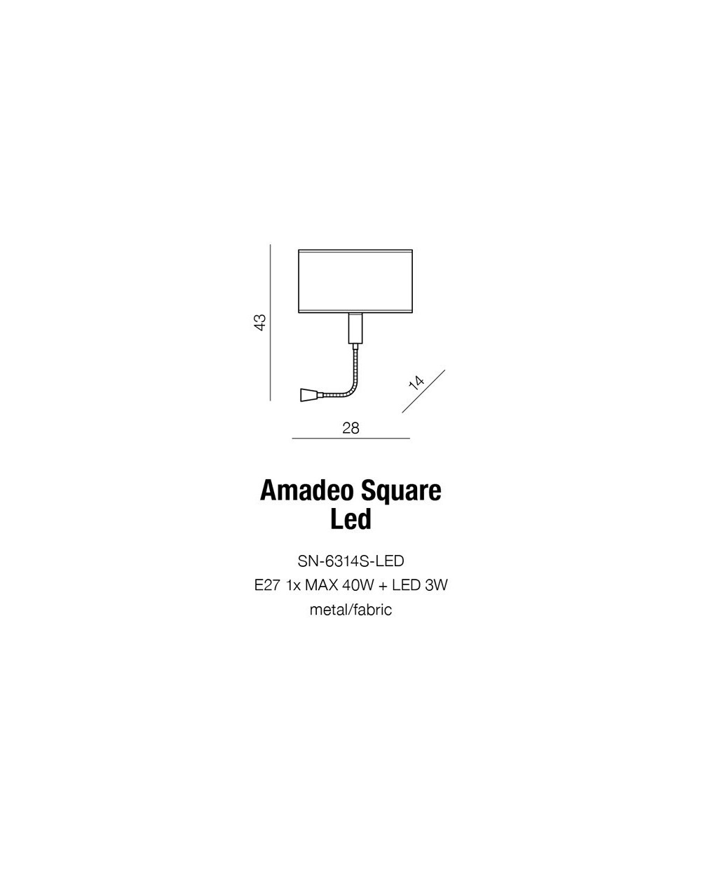 AMADEO SQUARE WHITE + 3W LED