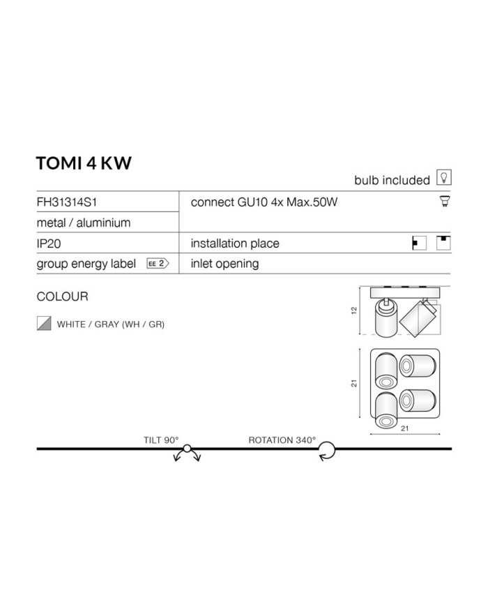 Lampa Tomi 4 KW White