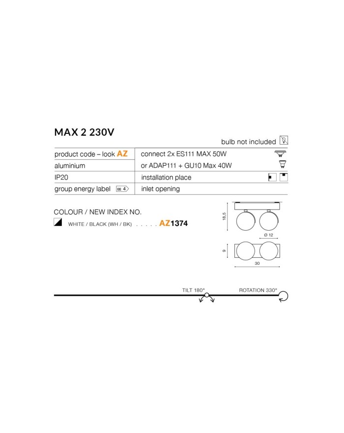 MAX 2 230V BK/WH
