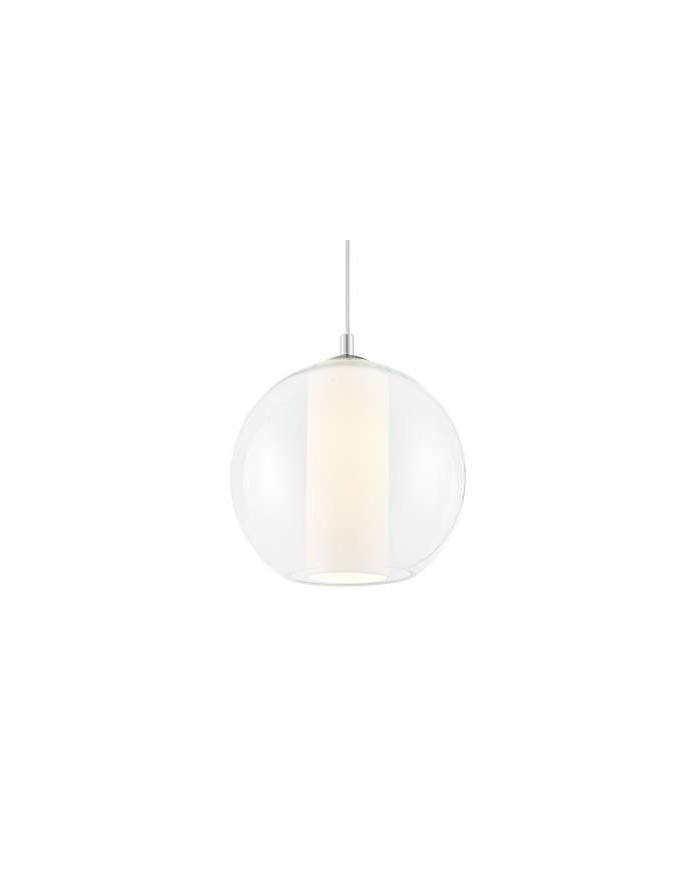 Merida L lampa wisząca szklana kula z białym abażurem w kształcie tuby - Kaspa