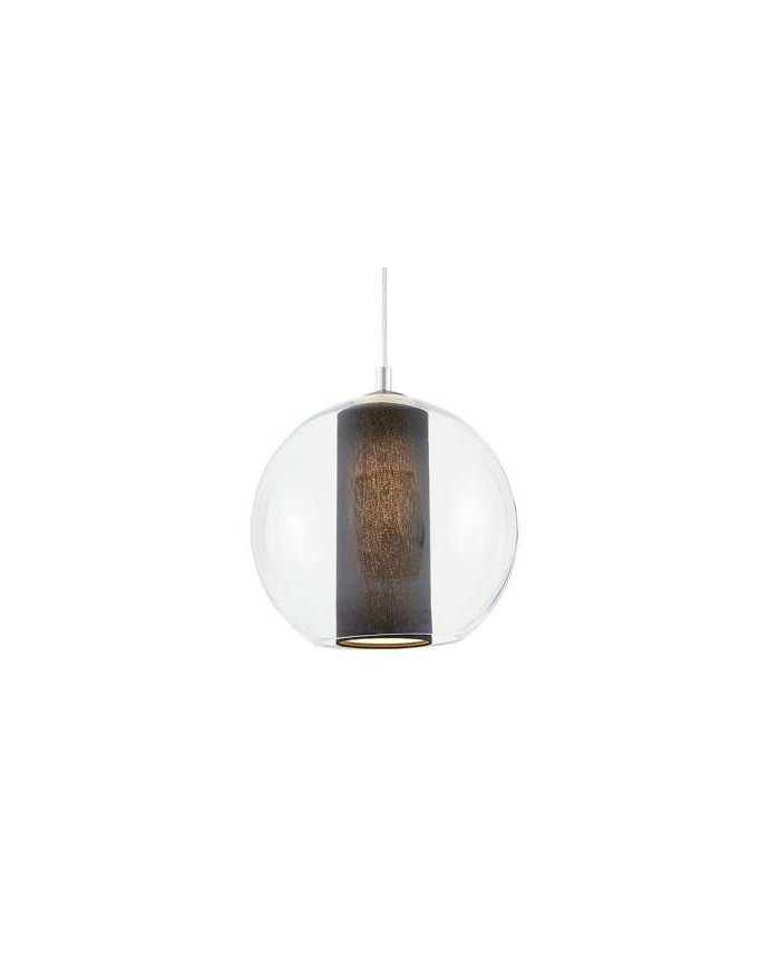 Merida L lampa wisząca szklana kula z czarnym abażurem w kształcie tuby - Kaspa