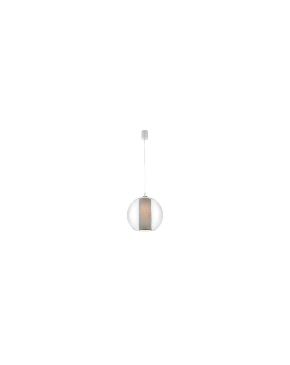 Merida L lampa wisząca szklana kula z szarym abażurem w kształcie tuby - Kaspa