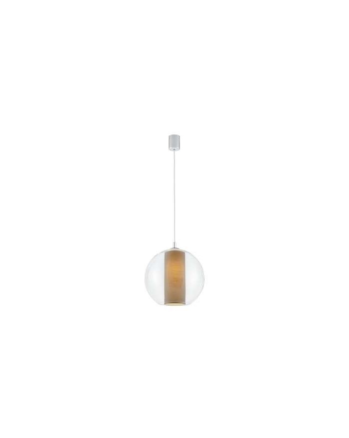 Merida L lampa wisząca szklana kula z beżowym abażurem w kształcie tuby - Kaspa
