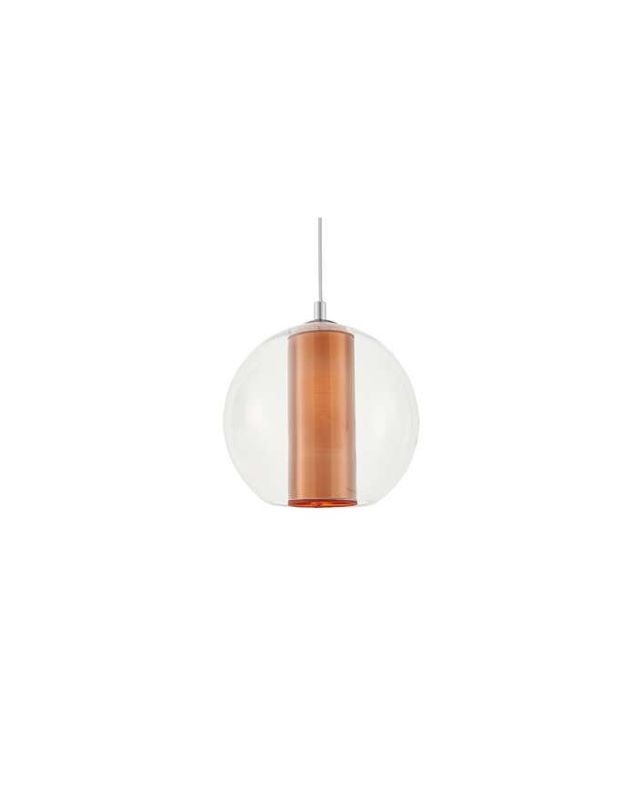 Merida L lampa wisząca szklana kula z miedzianym abażurem w kształcie tuby - Kaspa