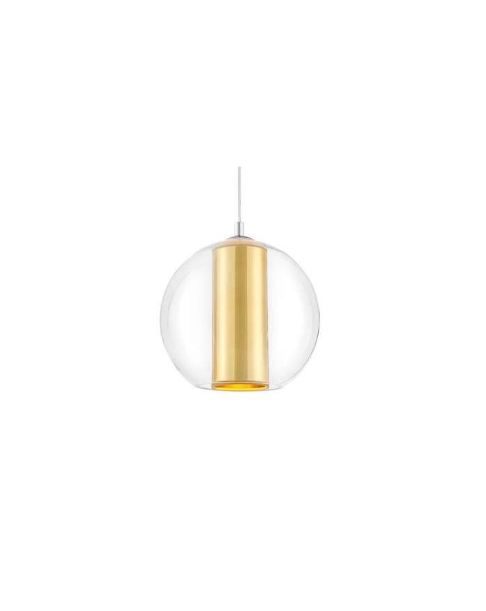 Merida L lampa wisząca szklana kula ze złotym abażurem w kształcie tuby - Kaspa