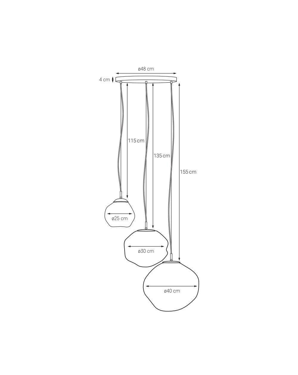 CLOE PLAFON 3 - Lampa wisząca trzypunktowa złoto biała