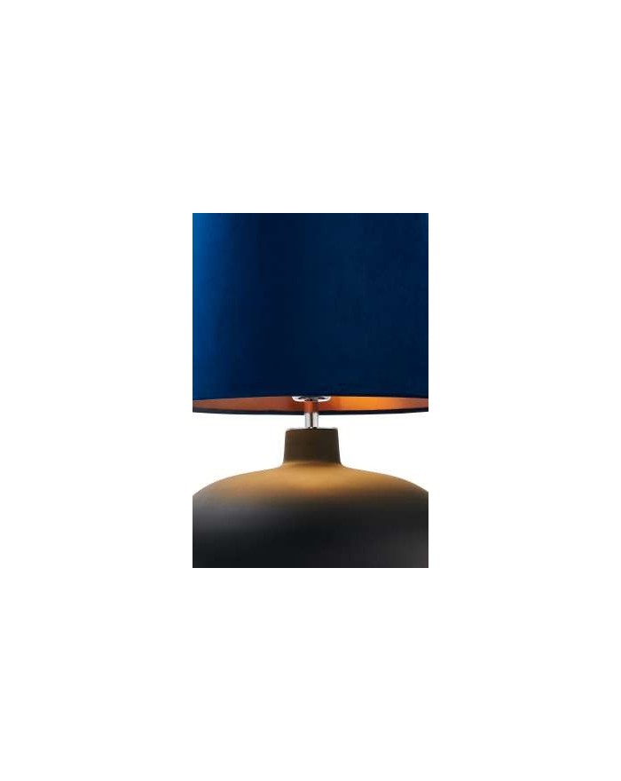 Sawa Velvet szklana lampa stołowa z granatowym welurowym abażurem i grafitową podstawą - Kaspa