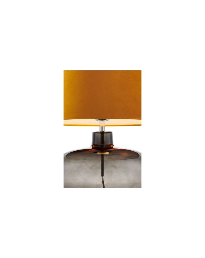 Sawa Velvet szklana lampa stołowa ze złotym welurowym abażurem i grafitową podstawą - Kaspa