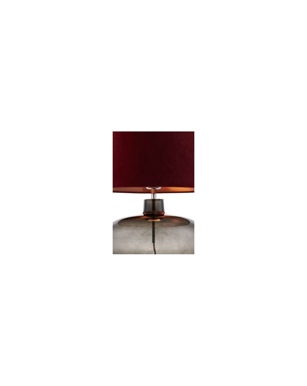 Sawa Velvet szklana lampa stołowa z bordowym welurowym abażurem i grafitową podstawą - Kaspa