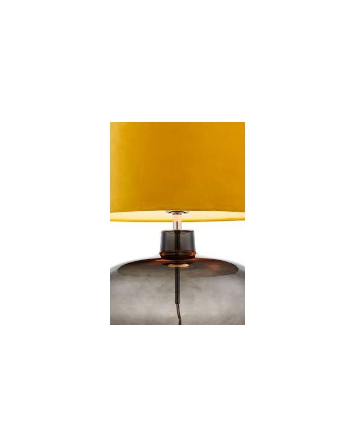 Sawa Velvet szklana lampa stołowa z żółtym welurowym abażurem i grafitową podstawą - Kaspa