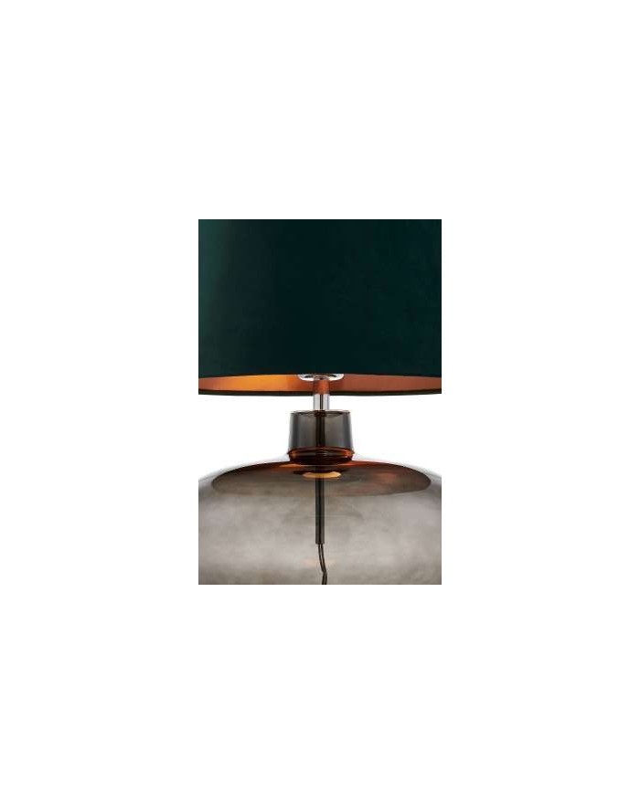 Sawa Velvet szklana lampa stołowa z zielonym welurowym abażurem i grafitową podstawą - Kaspa