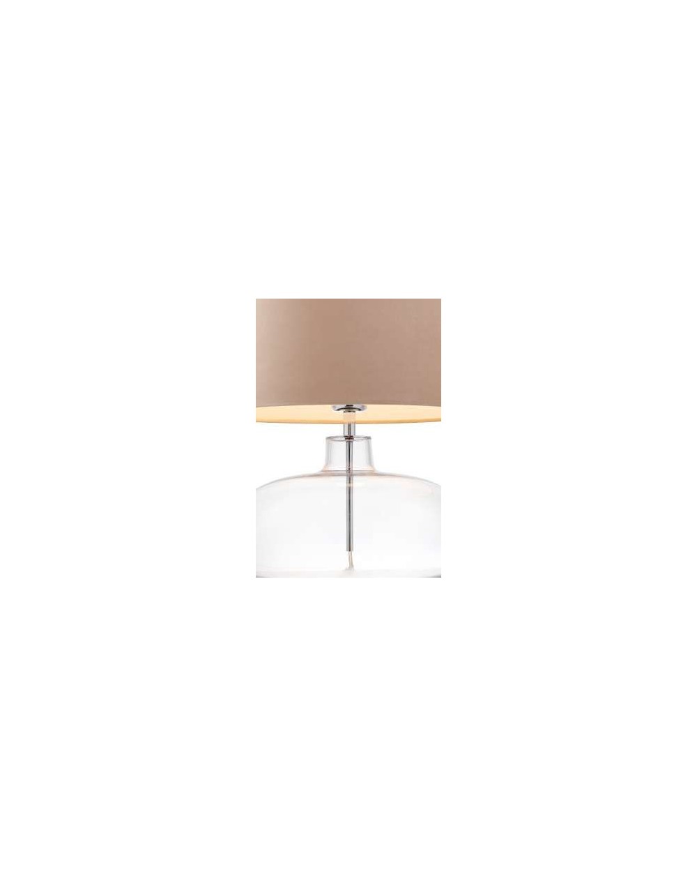 Sawa Velvet szklana lampa stołowa z beżowym welurowym abażurem i przeźroczystą szklaną podstawą - Kaspa