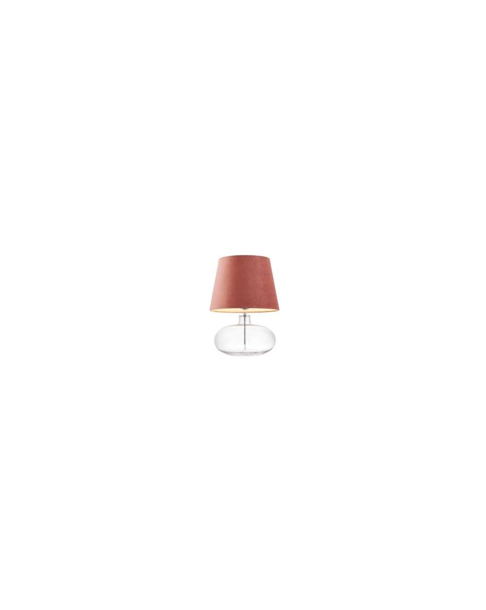 Sawa Velvet szklana lampa stołowa z różowym welurowym abażurem i przeźroczystą szklaną podstawą - Kaspa   