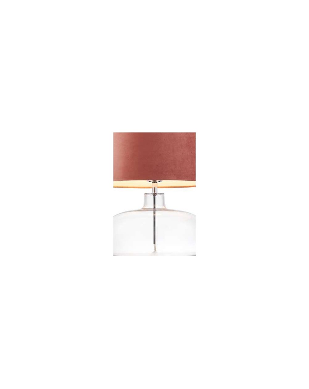 Sawa Velvet szklana lampa stołowa z różowym welurowym abażurem i przeźroczystą szklaną podstawą - Kaspa   