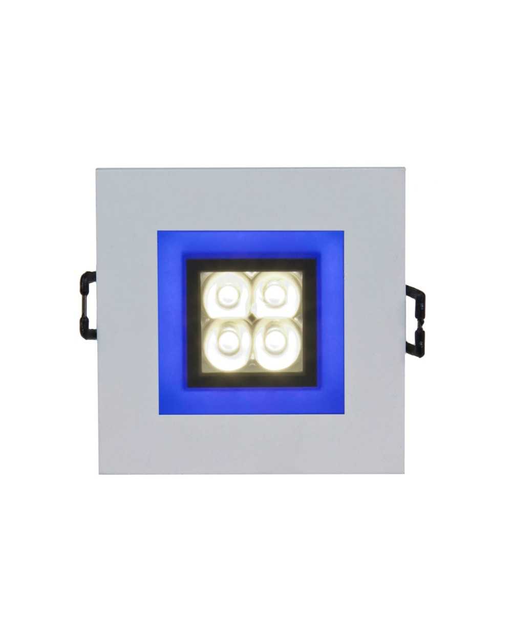 FIALE 4LED 4x1W 30st 230V SQUARE Z RAMKĄ NIEBIESKĄ CW OCZKA LEDOWE SLI021017CW_BLUE