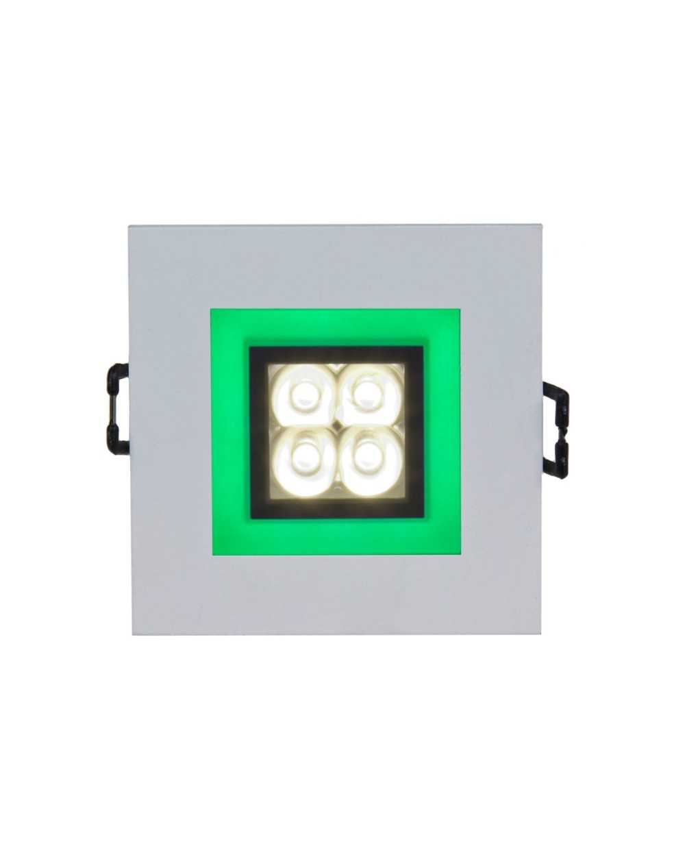 FIALE 4LED 4x1W 30st 230V SQUARE Z RAMKĄ ZIELONĄ WW OCZKA LEDOWE SLI021017WW_GREEN