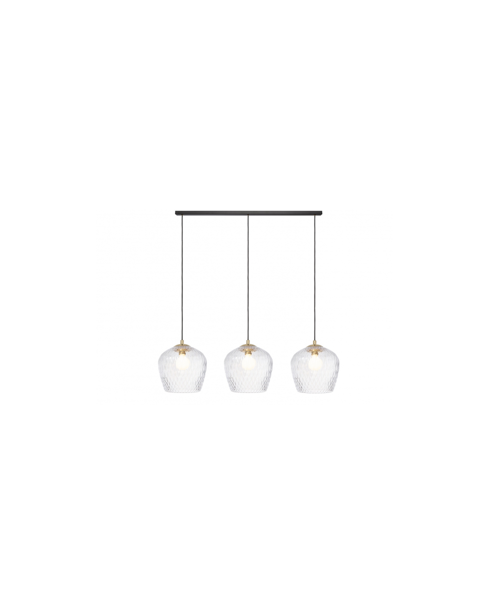 VENUS LISTWA 3 lampa wisząca  nowoczesna szklana - Kaspa transparentne klosze i złoto