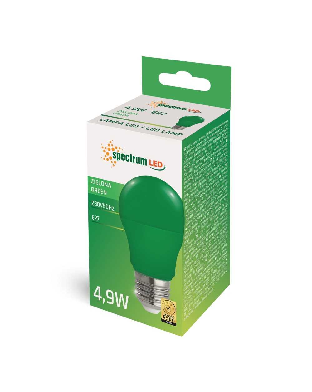 LED GLS E-27 230V 4.9W ZIELONY SPECTRUM WOJ+14606