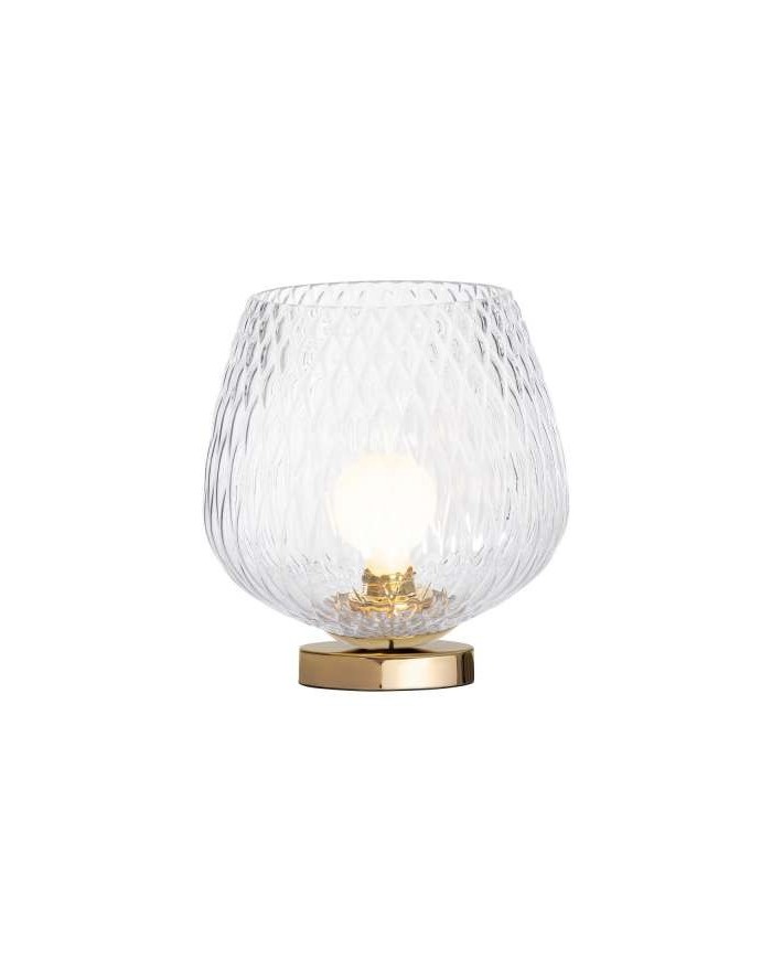 VENUS lampka stojąca nowoczesna szklana - Kaspa transparentny klosz i złoto