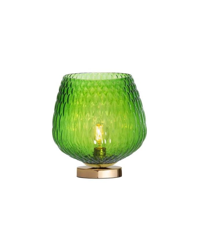 VENUS lampka stojąca nowoczesna szklana - Kaspa zielony klosz i złoto