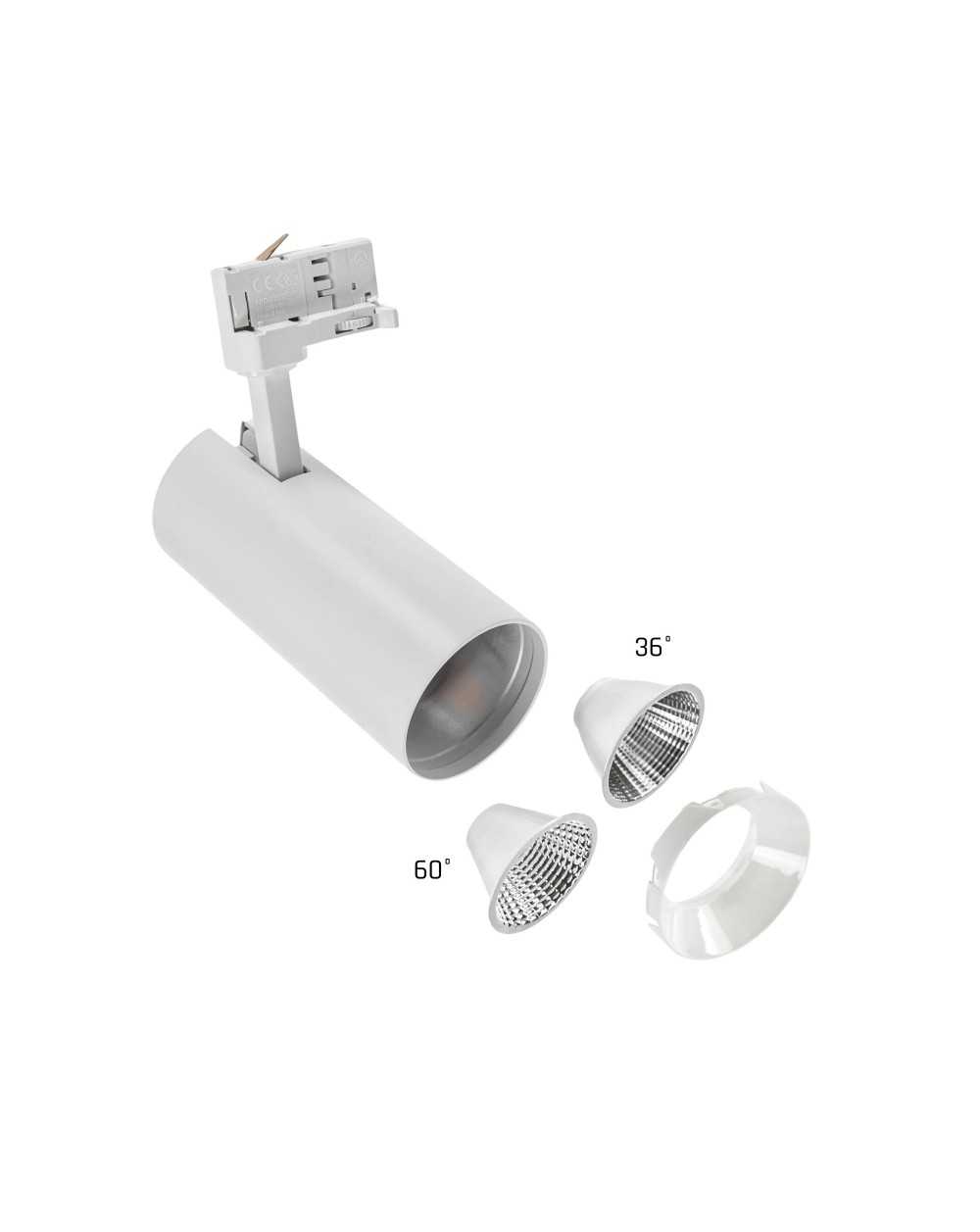 Oprawa na szynoprzewód ANDROMEDA NA SZYNOPRZEWÓD 3F 25W NW 230V 36, 60st IP20 170x160x74mm BIAŁY SLI033019NW_PW