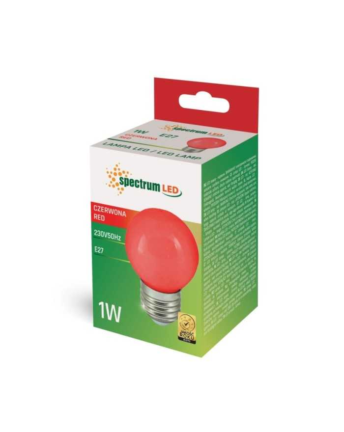 LED KULKA E-27 230V 1W CZERWONY SPECTRUM WOJ+11795