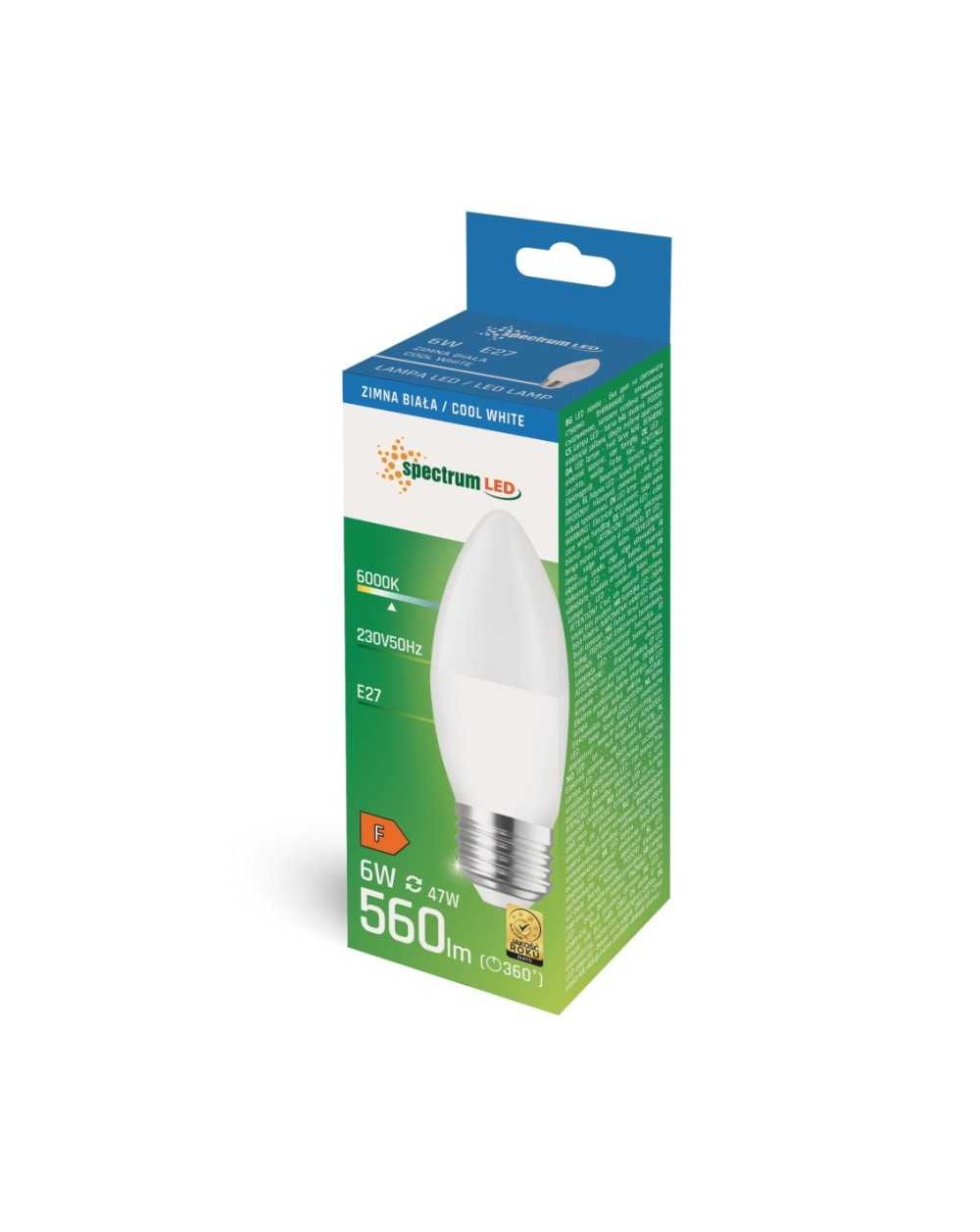 LED ŚWIECOWA E-27 230V 6W CW SPECTRUM WOJ+13062