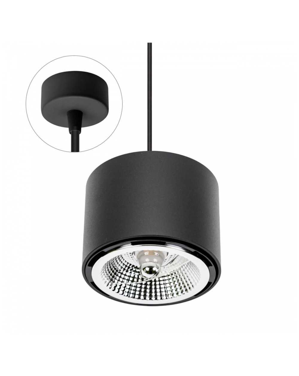 CHLOE AR111 NATYNKOWA GU10 250V IP20 120x85mm CZARNY okrągła nieruchoma baza okrągła kabel 1,5m SLIP005011_ZWIS