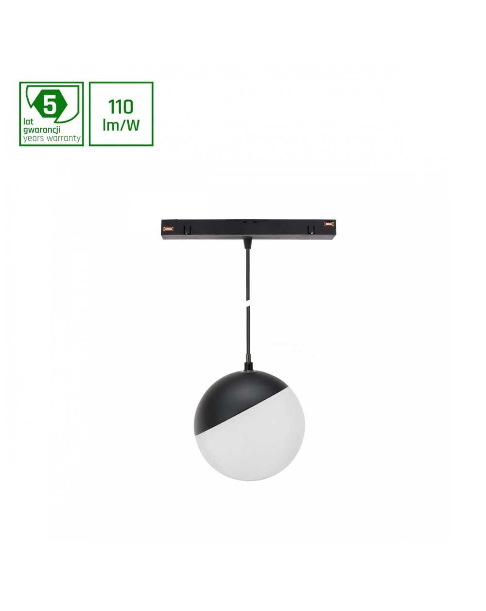 SYSTEM SHIFT - GLOBE P oprawa kula zwis na szynop. 100 (850mm kabel) 5W 165st czarna 5 lat gw. 2 F WLD+40001_2F