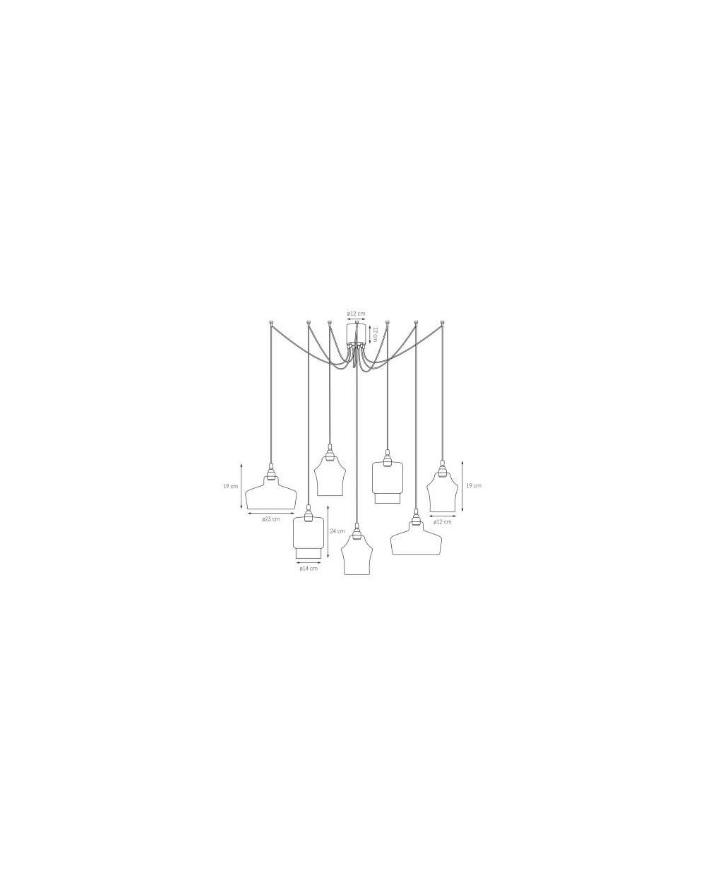 Longis SPIDER lampa wisząca szklana - Kaspa efektowna lampa do dużej powierzchni sufitu