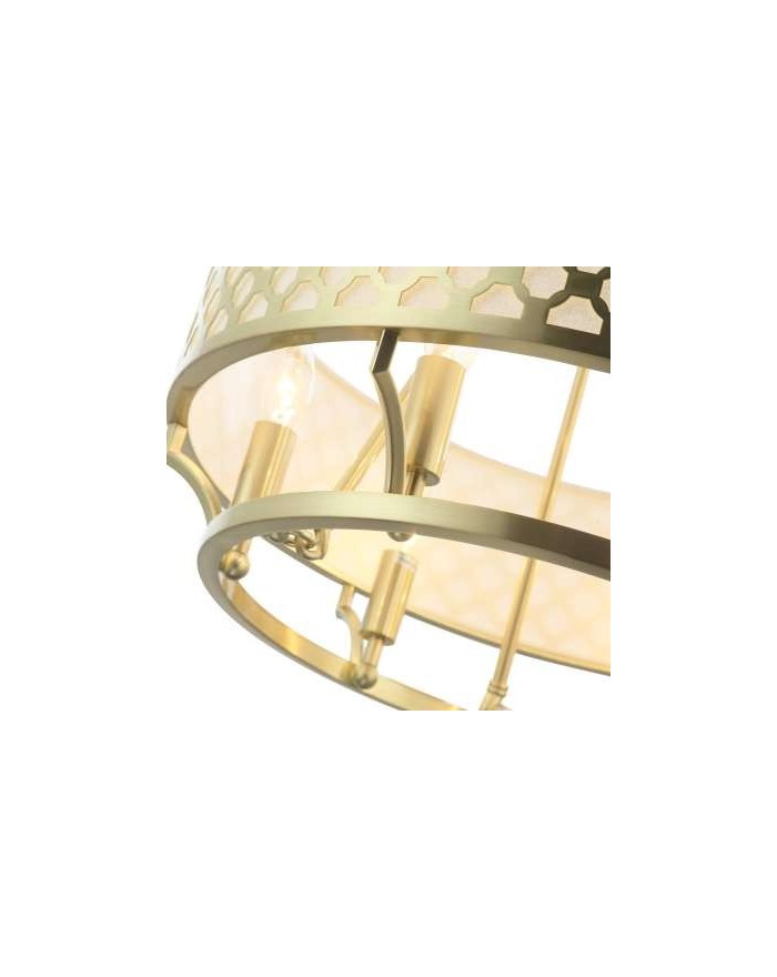 Lampa wisząca Verno Old Gold - Orlicki Design nowoczesny żyrandol połączenie metalu i tkaniny