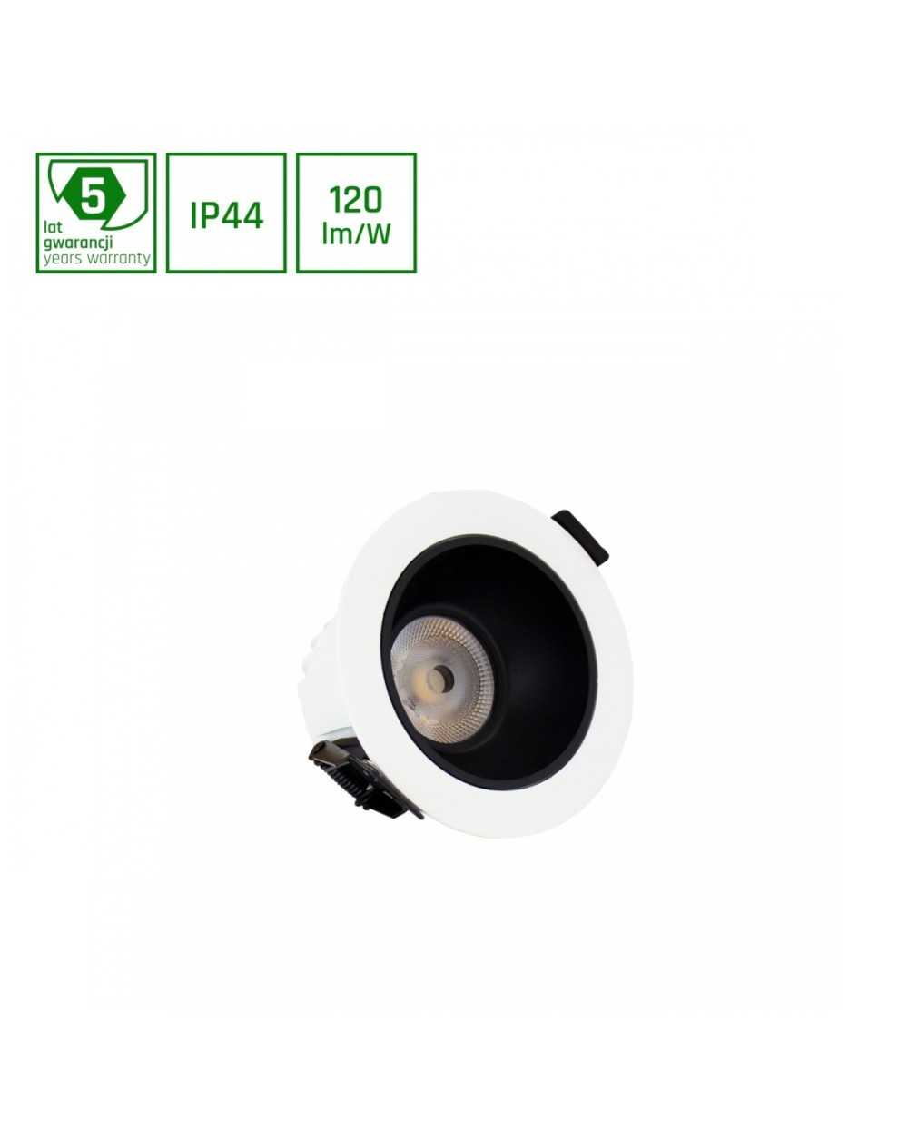 ORBITO DOWNLIGHT 10W NW 230V 40st IP44 Ra90 UGR 19 97X65MM BIAŁY/CZARNY MAT okrągła 5 lat gw SLI043018NW_PW