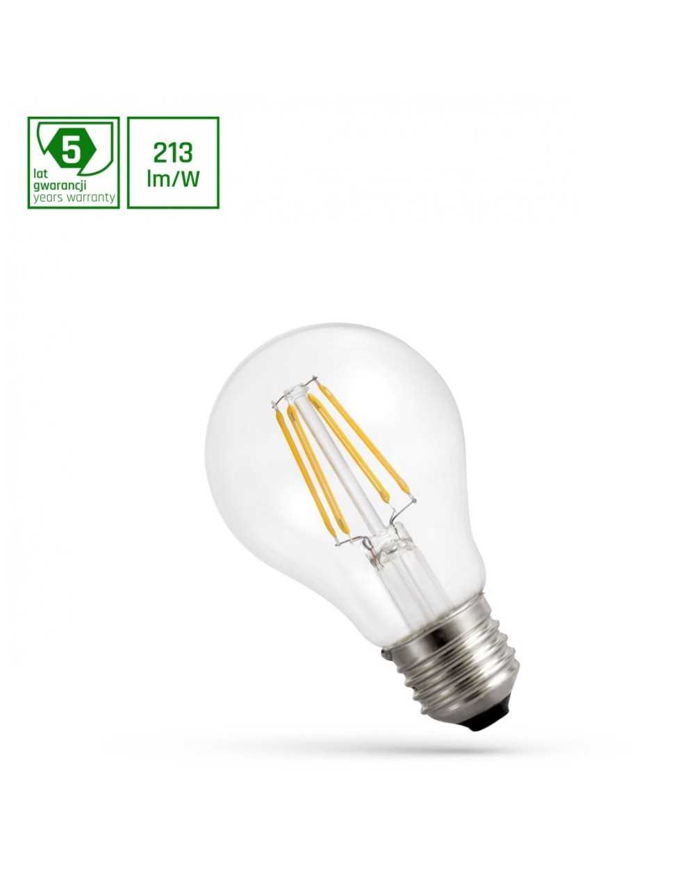 LED GLS E-27 230V 6.8W COG A-CLASS CW CLEAR SPECTRUM 5 lat gwarancji WOJ+14665