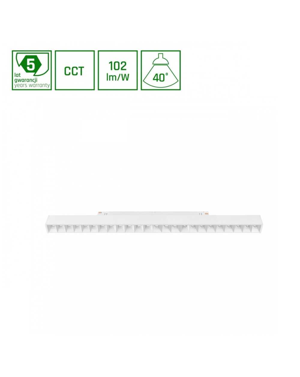 SYSTEM SHIFT SMART- GRID L oprawa liniowa 440x23x42mm 22W 40st biała CCT/DIM 5 lat gw. WLD+40042_SMART