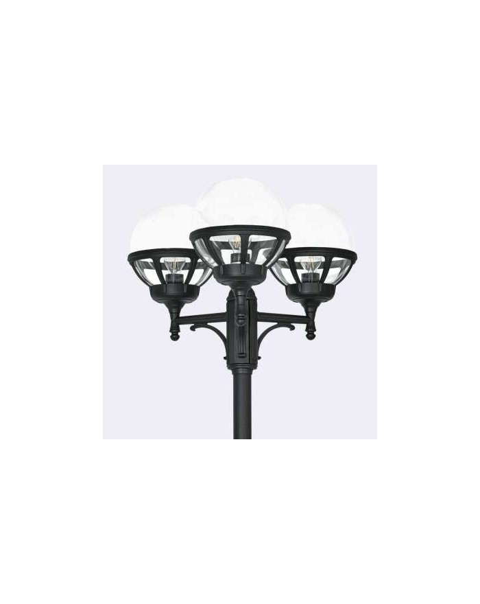 Latarnia potrójna Bolonia, klosz przeźroczysty - Norlys zewnętrzna oprawa ogrodowa uliczna parkowa czarna lub biała 