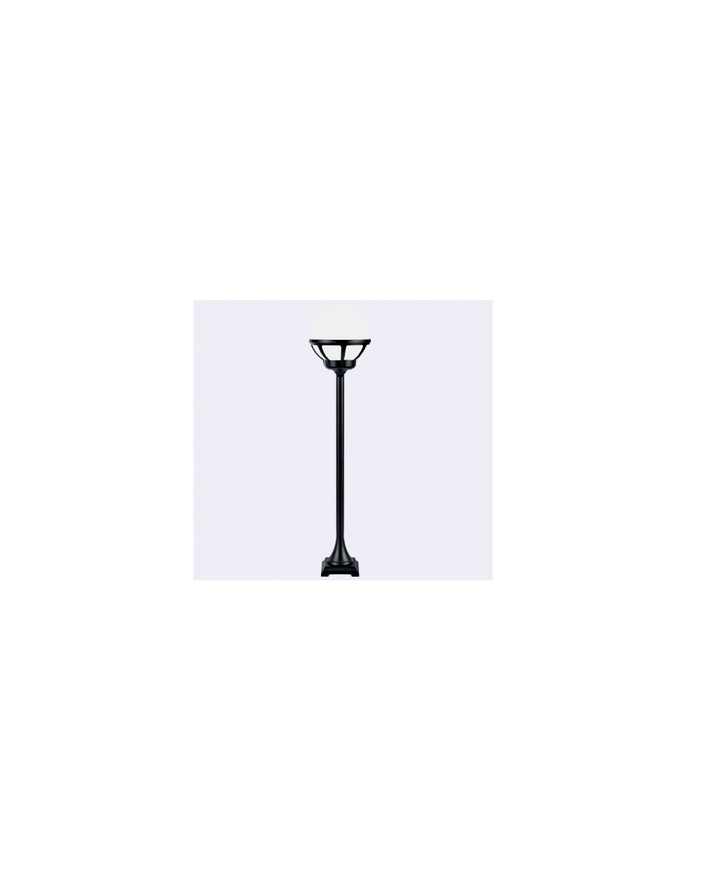 Lampa stojąca Bolonia klosz mleczny - Norlys zewnętrzna oprawa ogrodowa do oświetlania chodników tarasów ogrodów czarna biała
