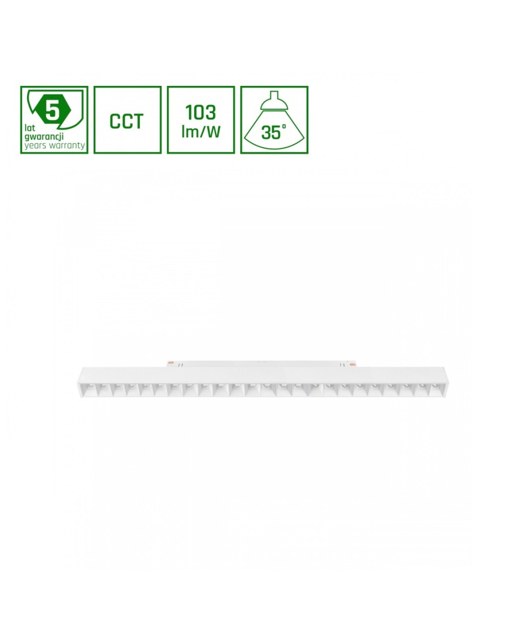 SYSTEM SHIFT CCT- GRID L OPRAWA LINIOWA 440X23X42MM 22W 40ST BIAŁY CCT SWITCH 5 LAT GW. WLD+40042_CCT