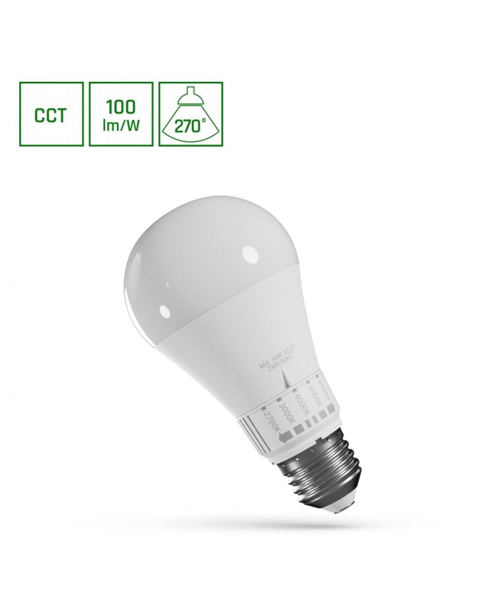 LED GLS E-27 230V 10W 5CCT SPECTRUM WOJ+14715