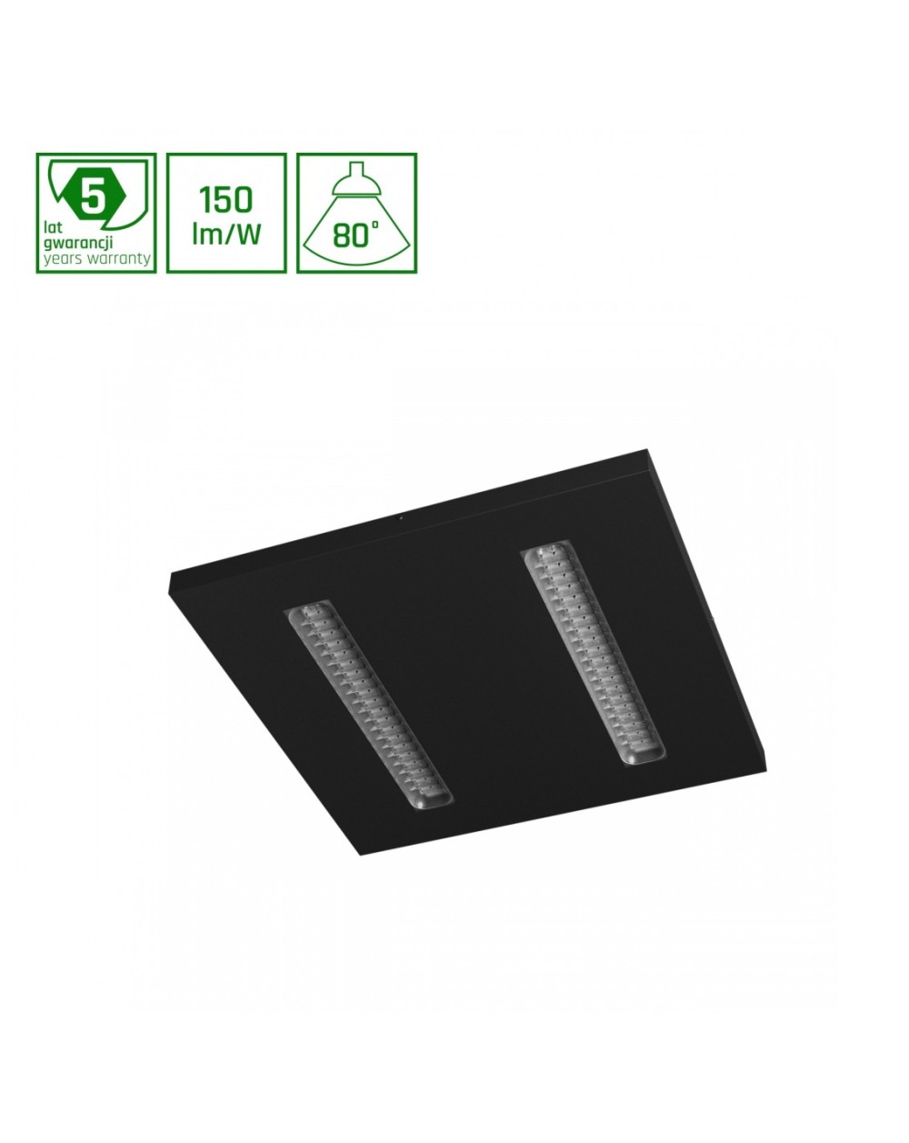 ALGINE DOPPIO PANEL 40W NW 230V 80ST IP20 600X600X35 CZARNY 5 LAT SLI035093NW_PW