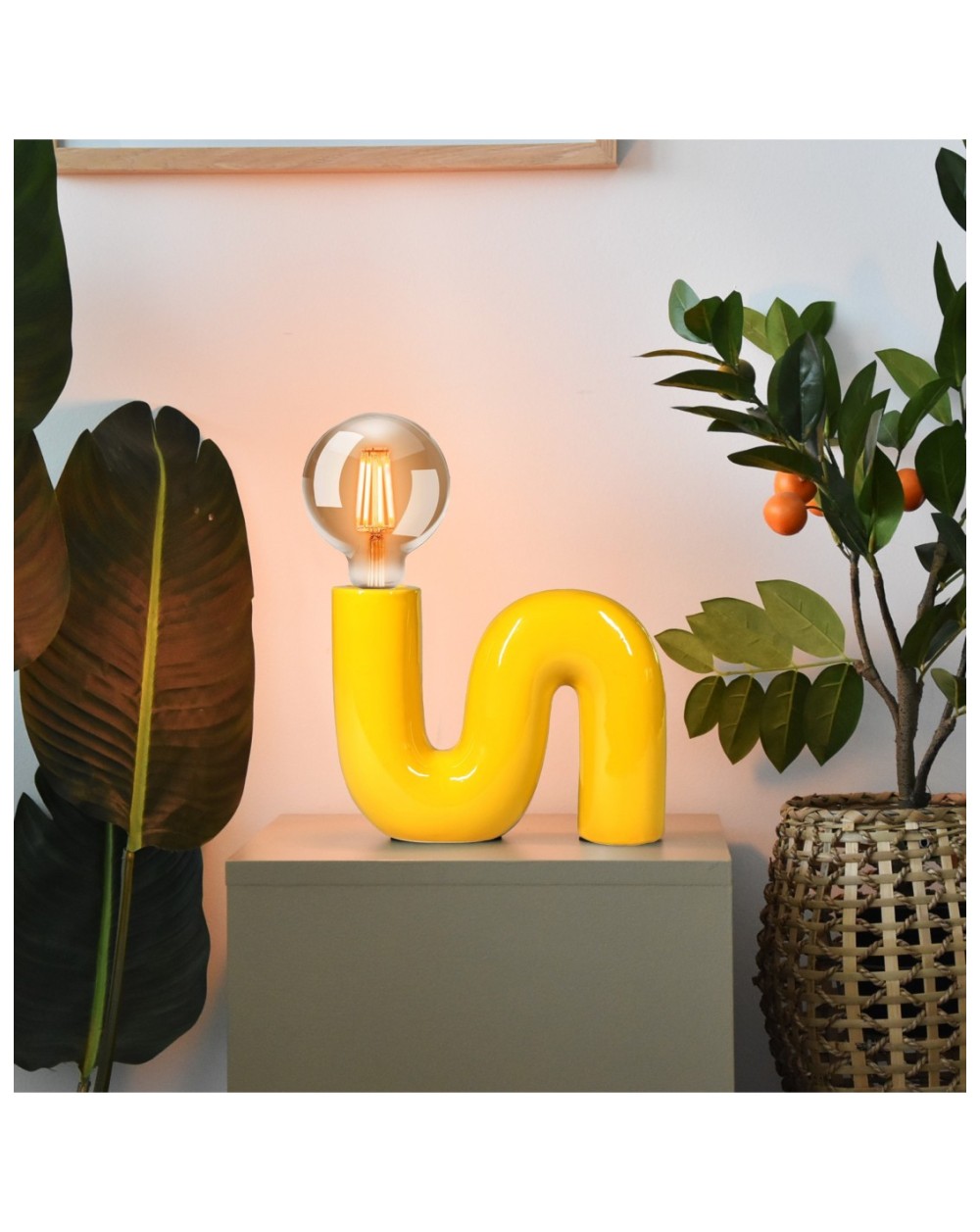 LX23817 POP SERPENT Lampka biurkowa ceramiczna żółta LX23817